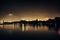 Stars black Alster Lake in Hamburg Germany duck famous city park dramatic rowing sailing panorama sky night cloud