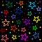 Stars on black background. Background with colorful stars. Night star sky