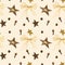 Stars, bow and winter spices. Coosiness seamless pattern. Hand drawn watercolor illustration on beige