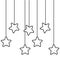 Stars hanging icon in black and white