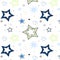 Stars hearts blue green kids pattern