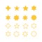 Stars icons collection. Yellow bold and outline stars. Isolated quality symbol. Success abstract stars. Flat linear feedback stars