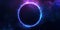 Stars Illuminated With Neon Indigo Light Ring On Dark Round Frame
