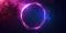 Stars Illuminated With Neon Purple Light Ring On Dark Round Frame