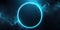 Stars Illuminated With Neon Turquoise Light Ring On Dark Round Frame