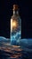 stars and Milky Way exists in a bottle that floats in the sea image