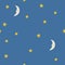 Stars and moon simple funky seamless pattern. Kids room wallpaper or cute pajamas fabric.