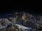 Stars of night sky on dolomites snow panorama val badia armentara