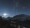 Stars over Peyto lake, Icefields parkway, Alberta, Canada