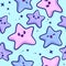 Stars pattern in kawaii style. Cute kawaii characters pattern.