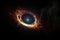 Stars of a planet and galaxy in a free space. 3D rendering, A monster black hole glowing in deep space, AI Generated