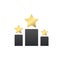 stars prize, stars on different size podium icon. gold, silver and bronze. First, second and third place. Vector illustration