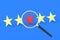 Stars of rating and magnifying glass. Search for a hotel, restaurant with a low rating