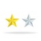Stars of rating. Review icons in yellow or gold. Vector isolated icons with ranking symbol. Success star icon. Choice design sign