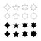 Stars Set of Black Icon, Star Vector Collection, Modern Simple Stars, Bursting Promo Star Tag.