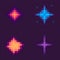 Stars Set, Pixel Space Game Icons, Starry Galaxy