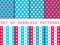 Stars. Set seamless patterns. Blue and pink color. Vector