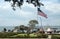 Stars and Stripes flying above Fairhope Pier in Alabama USA