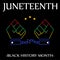 stars with white caption for juneteenth