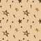 Stars and winter spices. Coosiness seamless pattern. Hand drawn watercolor illustration on brown