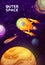 Starship in starry galaxy, space landscape, poster