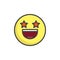 Starstruck face emoticon filled outline icon