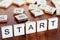 Start business letters placed on a desk in precious wood