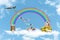 Start creating family with home and coin on white cloud and blue sky background,Dream family concepts