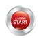 Start Engine button. Vector red round sticker.