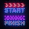 Start Finish neon sign vector. Start Finish Design template neon sign, Racing light banner, neon signboard, nightly
