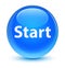 Start glassy cyan blue round button