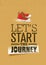 Start The Journey. Creative Adventure Motivation Poster Concept With Handmade Brush Ankle Sneakers Vector Illustration