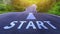 Start line on highway concept for business planning strategies and challenges or career path opportunities and change, road to