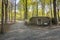 Start of the Loopgravenpad, walkway through trenches, on the historical Flanders Fields site in Mastenbos, Kapellen. German bunker