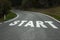 Start message on the asphalt countryside road