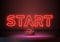 Start Neon sign vector design template. Start Race neon text, light banner design element colorful modern design trend