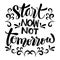 Start now not tomorrow hand lettering.