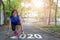 Start to new year 2020 plans goals Healthy way of life Senior asian woman happy jogging running
