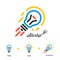 Start up business concept network, bulb-rocket