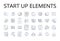 Start up elements line icons collection. Business launch, Initial phase, Commencing operations, Beginning stage, Primary