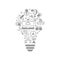 Start up icons in lightbulb line vector template