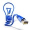 Start up internet business idea concept. Light bulb and lan cabl