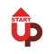 Start up logo. Startup emblem. Running business. Getting case. R