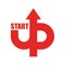Start up logo. Startup emblem. Running business. Getting case. R