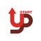 Start up logo. Startup emblem. Running business. Getting case. R