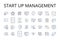 Start up management line icons collection. Business leadership, Enterprise governance, Firm oversight, Corporation