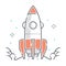 Start up rocket related color line vector icon, illustration