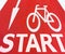 Start White graphic signs of arrow with bicycle