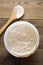 Starter sourdough. Baking homemade bread with wild sourdough over wooden background.