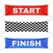 Starting, finishing, and checkered vinyl banners with folds. Vector set